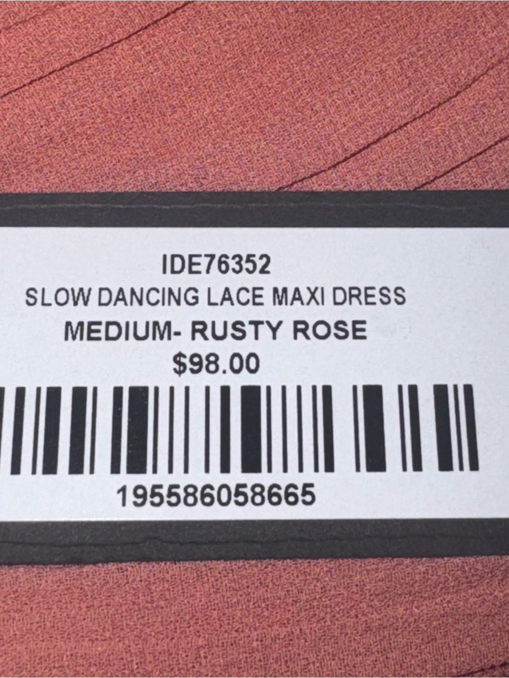 NWT Lulus Women's Rust Rose Slow Dancing lined Maxi Dress V-Neck & lace back SZM - Picture 5 of 7
